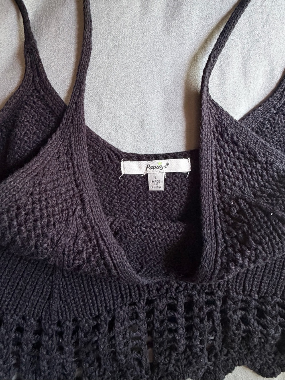 Papaya Black Crochet Knit Camisole